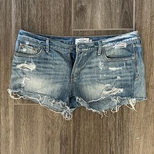 Abercrombie & Fitch Blue Distressed Jean Shorts
